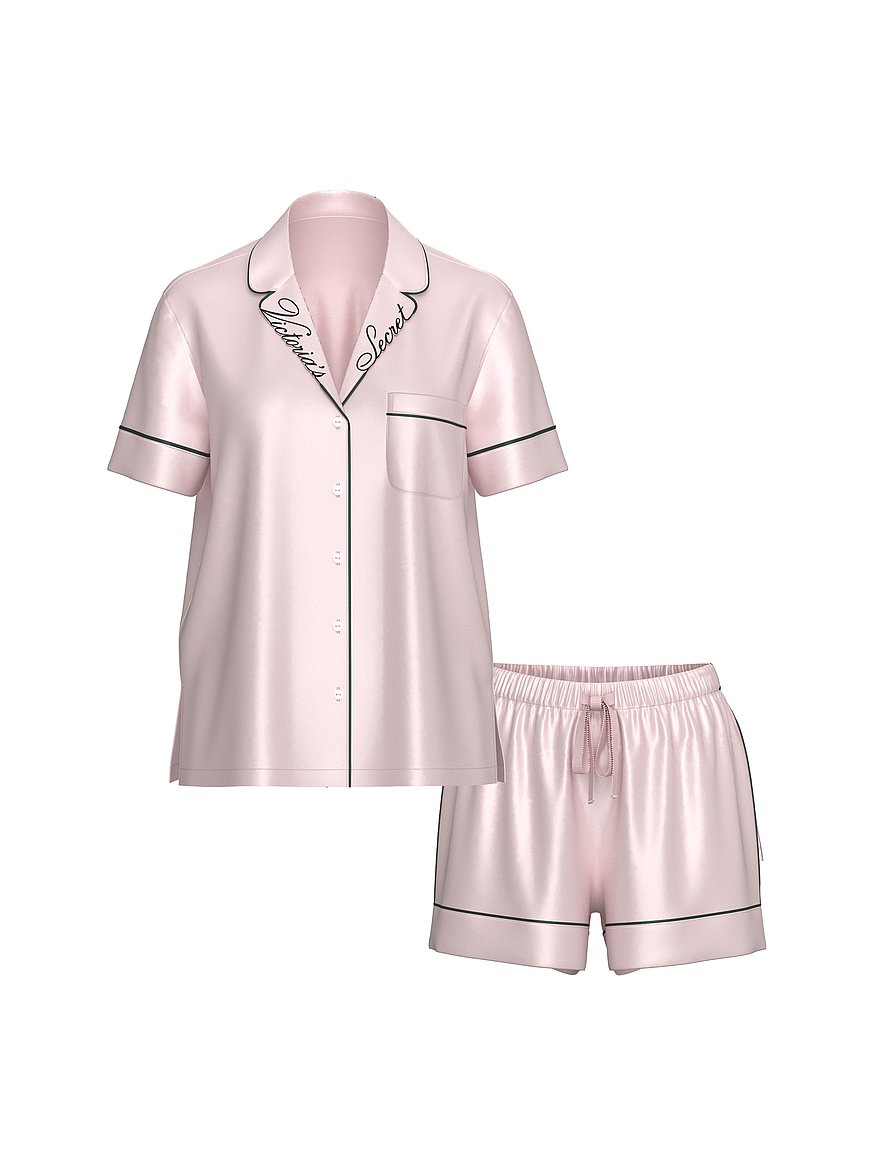 signature satin short pajama set signature satin short pajama set