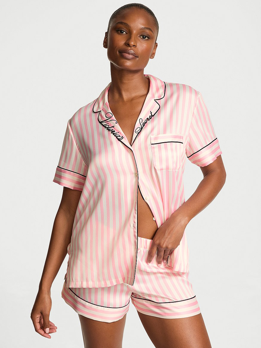 signature satin short pajama set signature satin short pajama set
