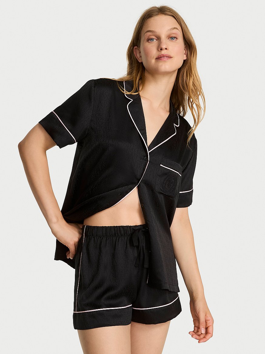 signature satin short pajama set signature satin short pajama set