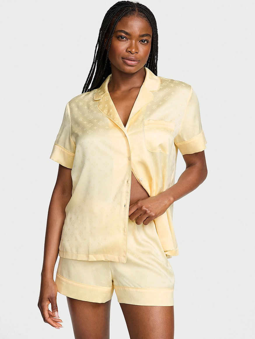 signature satin short pajama set signature satin short pajama set