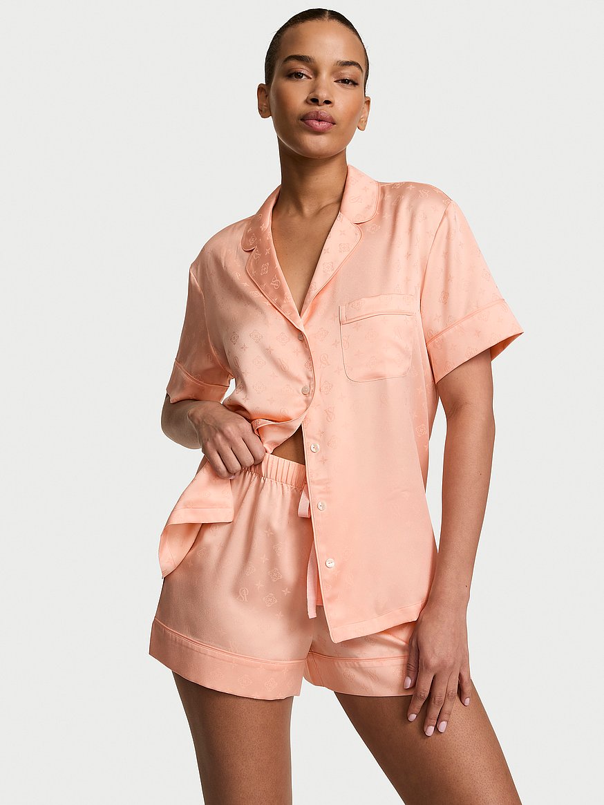 signature satin short pajama set signature satin short pajama set