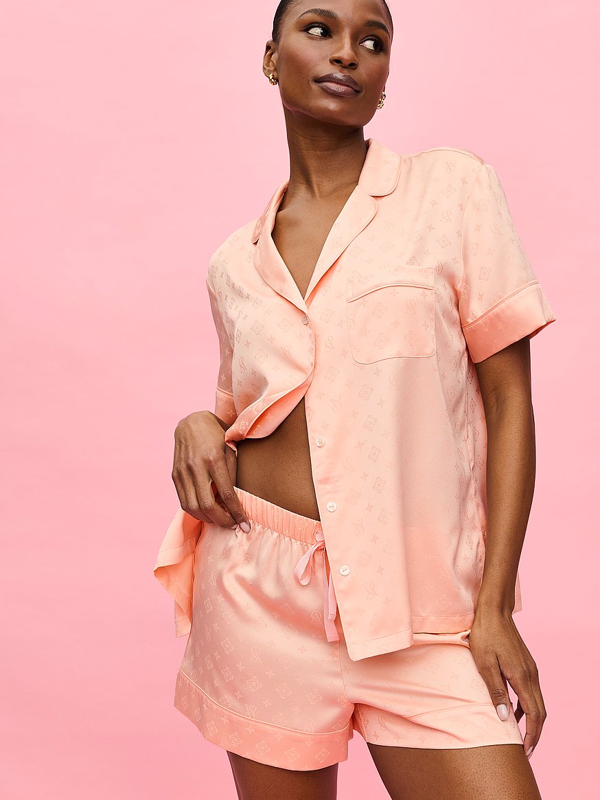 signature satin short pajama set signature satin short pajama set