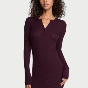 Витрина sosoft™ modal wide rib long sleeve henley dress