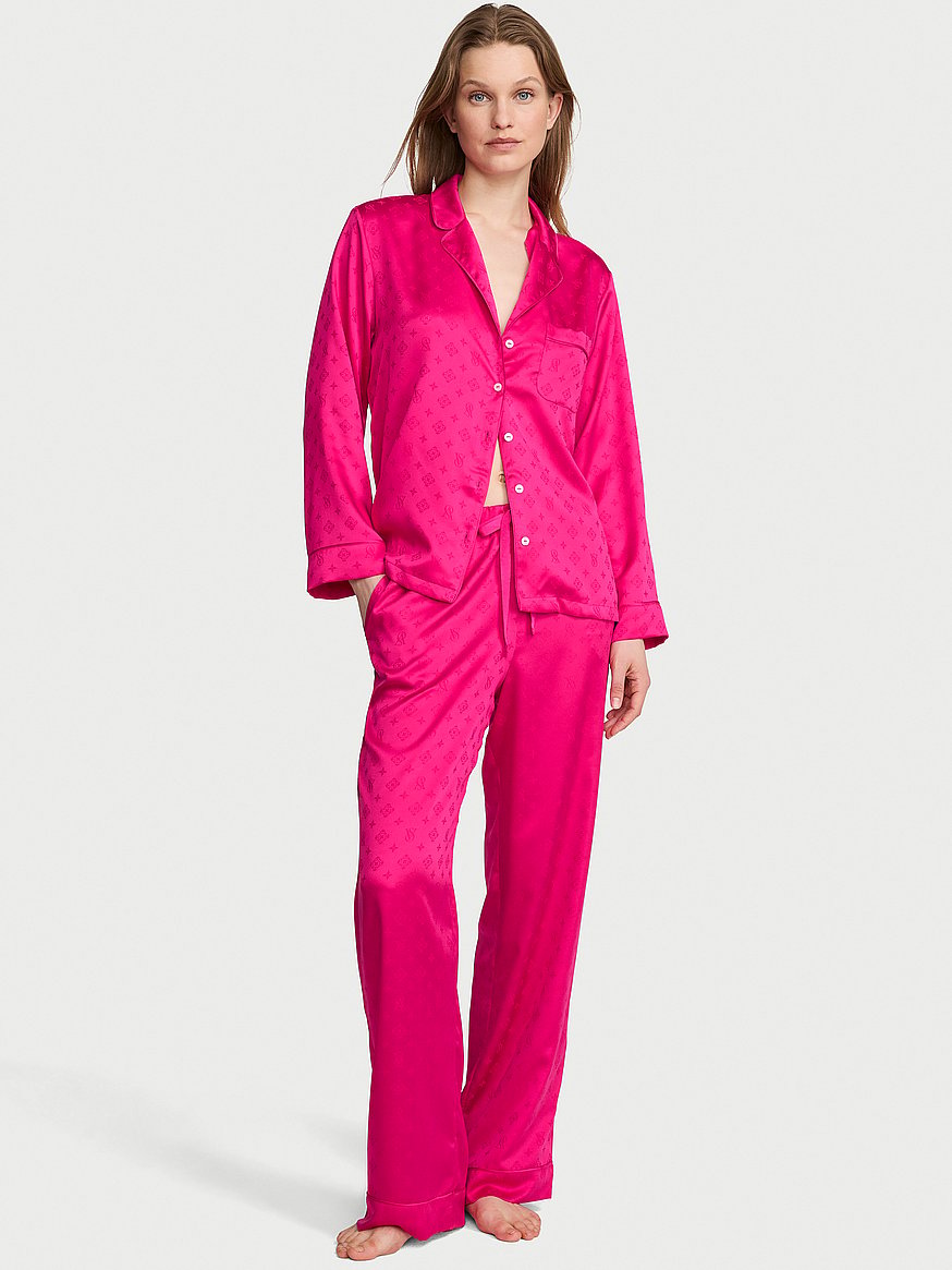 signature satin long pajama set signature satin long pajama set