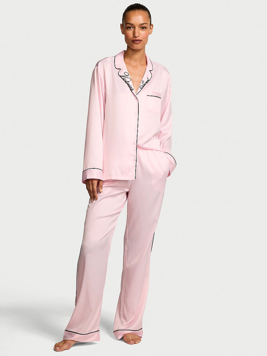 signature satin long pajama set signature satin long pajama set