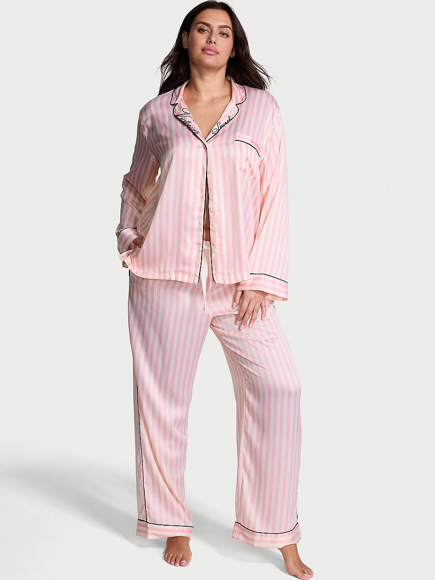 signature satin long pajama set signature satin long pajama set