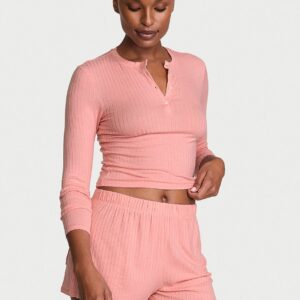 Home sosoft™ modal wide rib long sleeve henley & shorts set