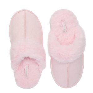 faux suede & fur closed toe slippers