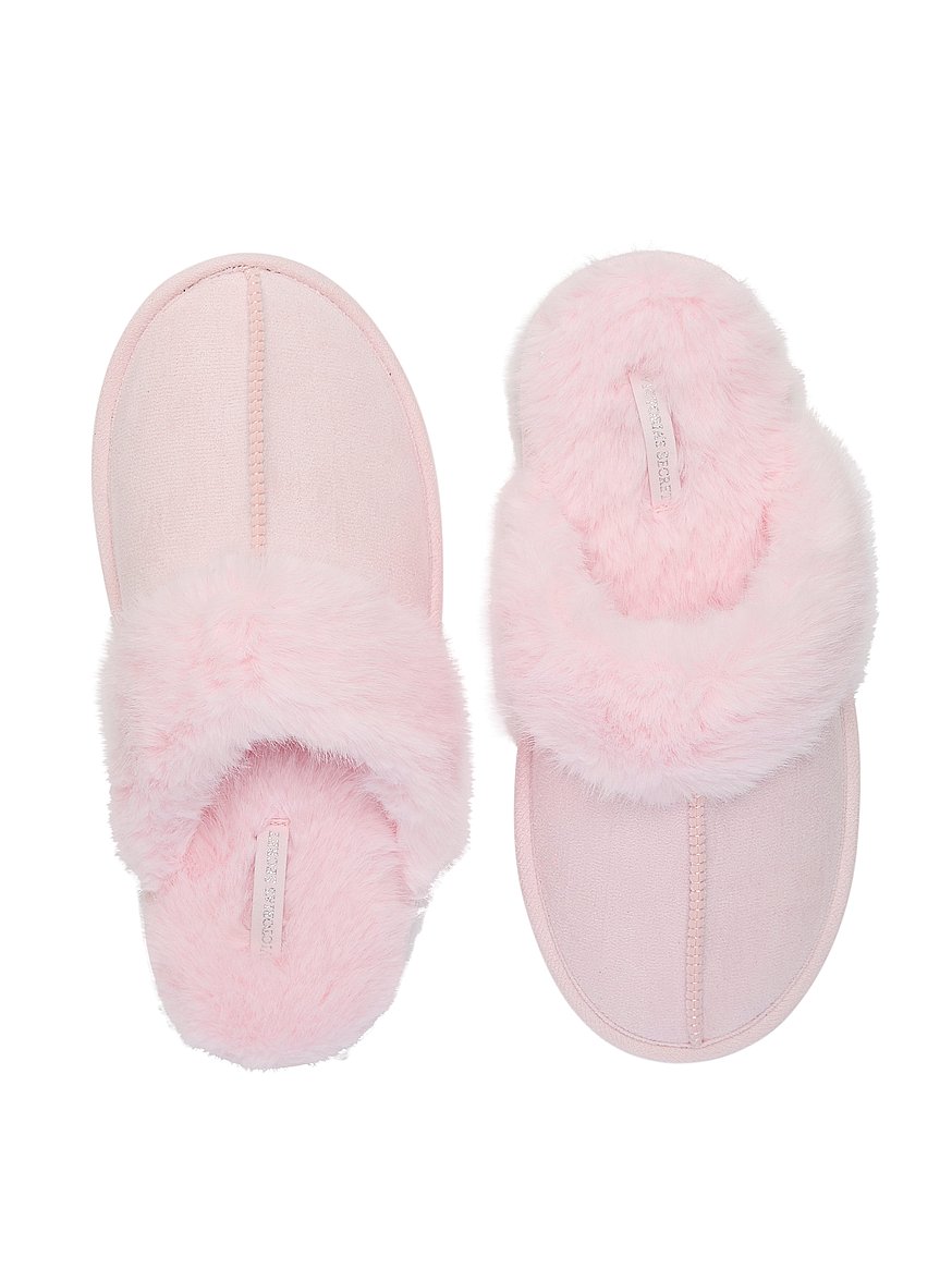faux suede & fur closed toe slippers faux suede & fur closed toe slippers
