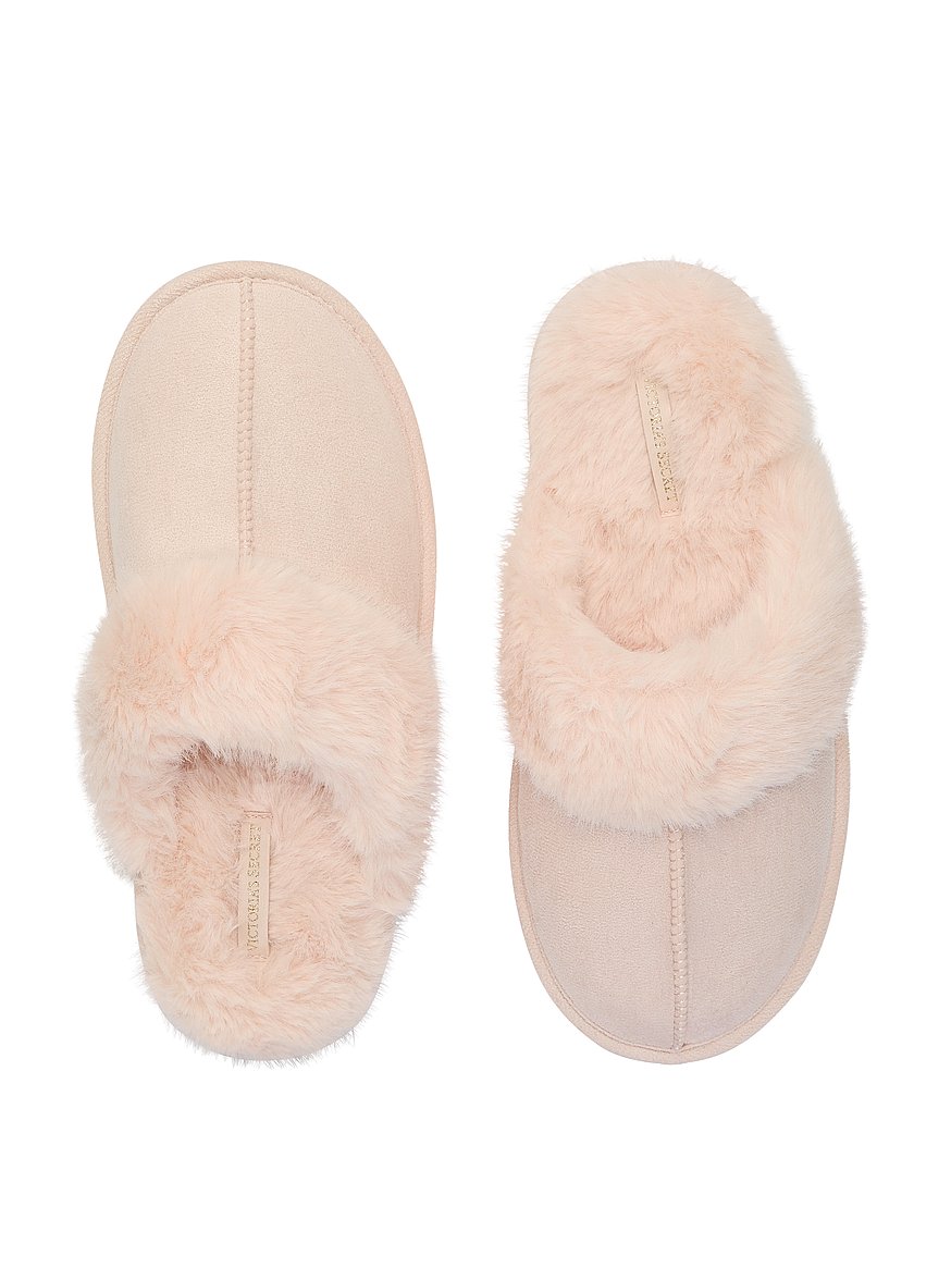 faux suede & fur closed toe slippers faux suede & fur closed toe slippers