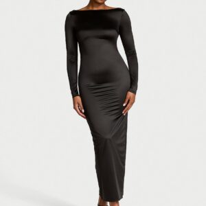 sosleek™ long sleeve low back maxi dress