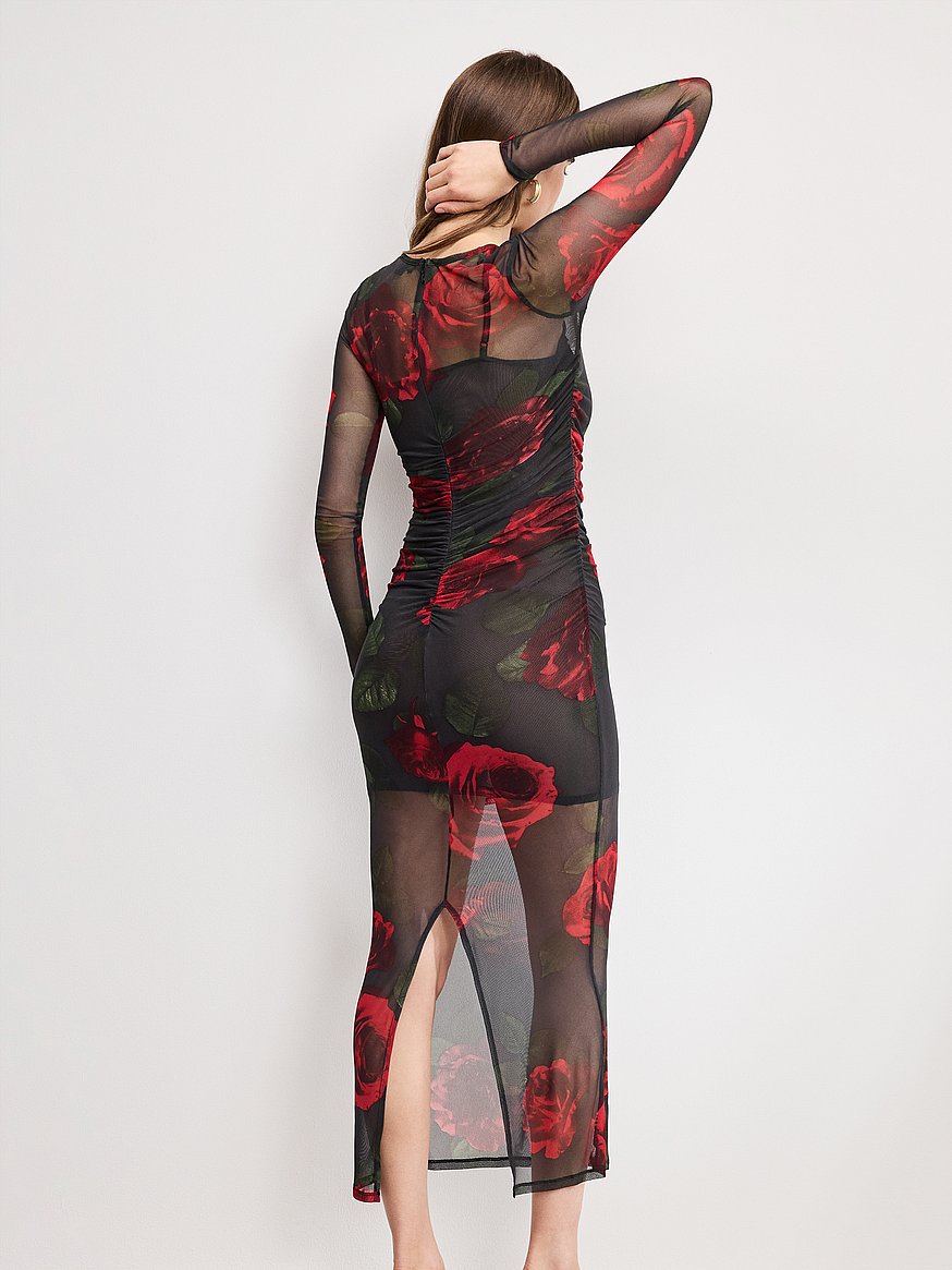 mesh ruched maxi dress mesh ruched maxi dress