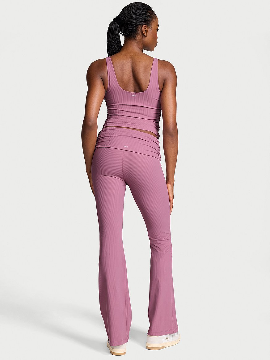 vsx elevate™ rib ruched foldover flare legging vsx elevate™ rib ruched foldover flare legging