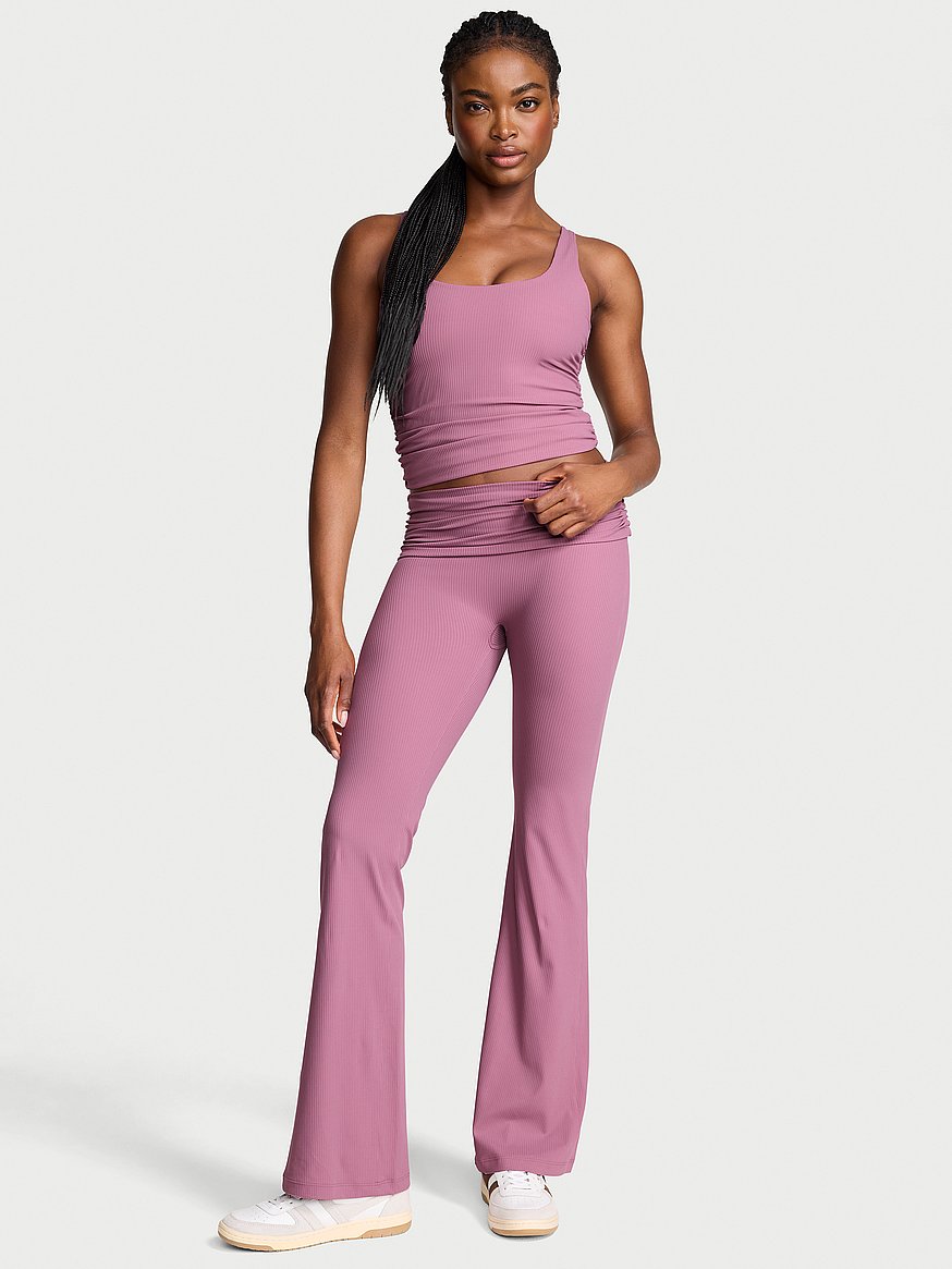 vsx elevate™ rib ruched foldover flare legging vsx elevate™ rib ruched foldover flare legging
