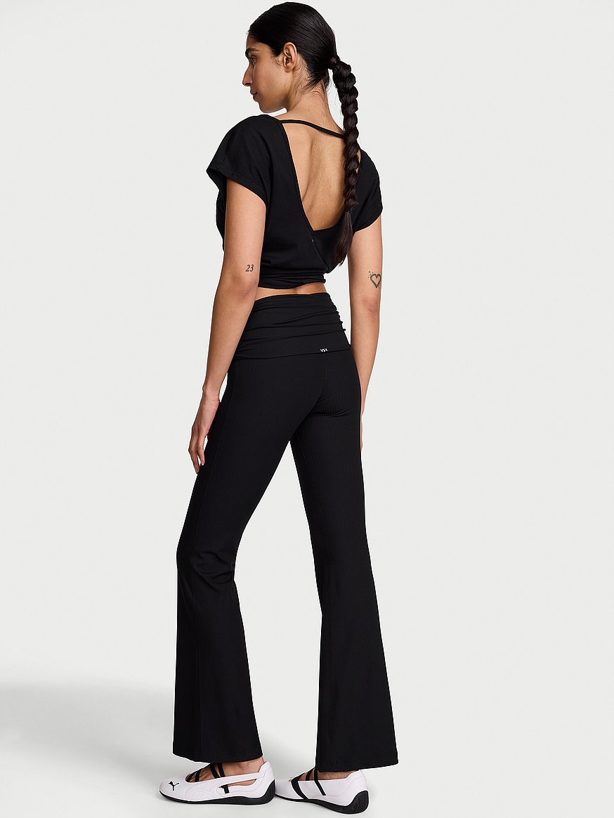 vsx elevate™ rib ruched foldover flare legging vsx elevate™ rib ruched foldover flare legging