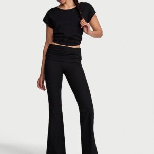 Home vsx elevate™ rib ruched foldover flare legging