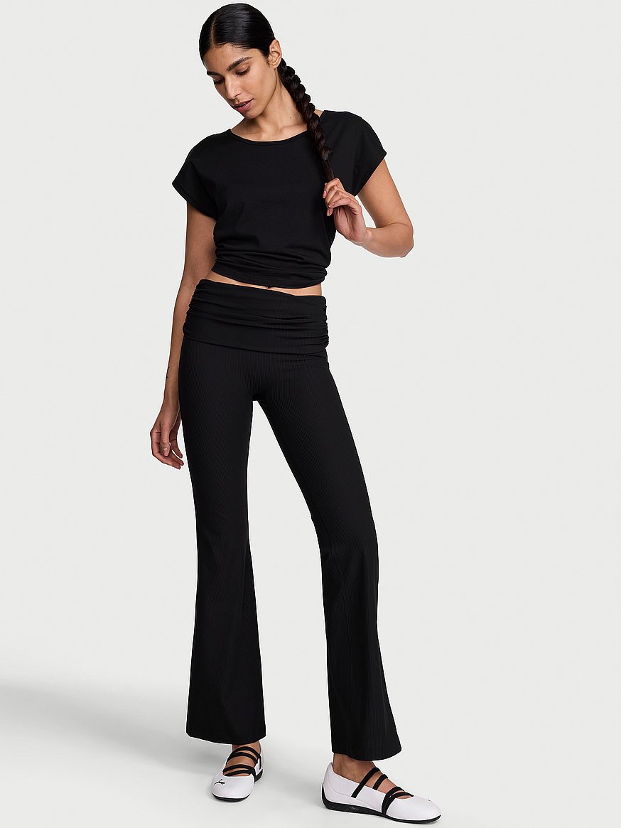 vsx elevate™ rib ruched foldover flare legging vsx elevate™ rib ruched foldover flare legging