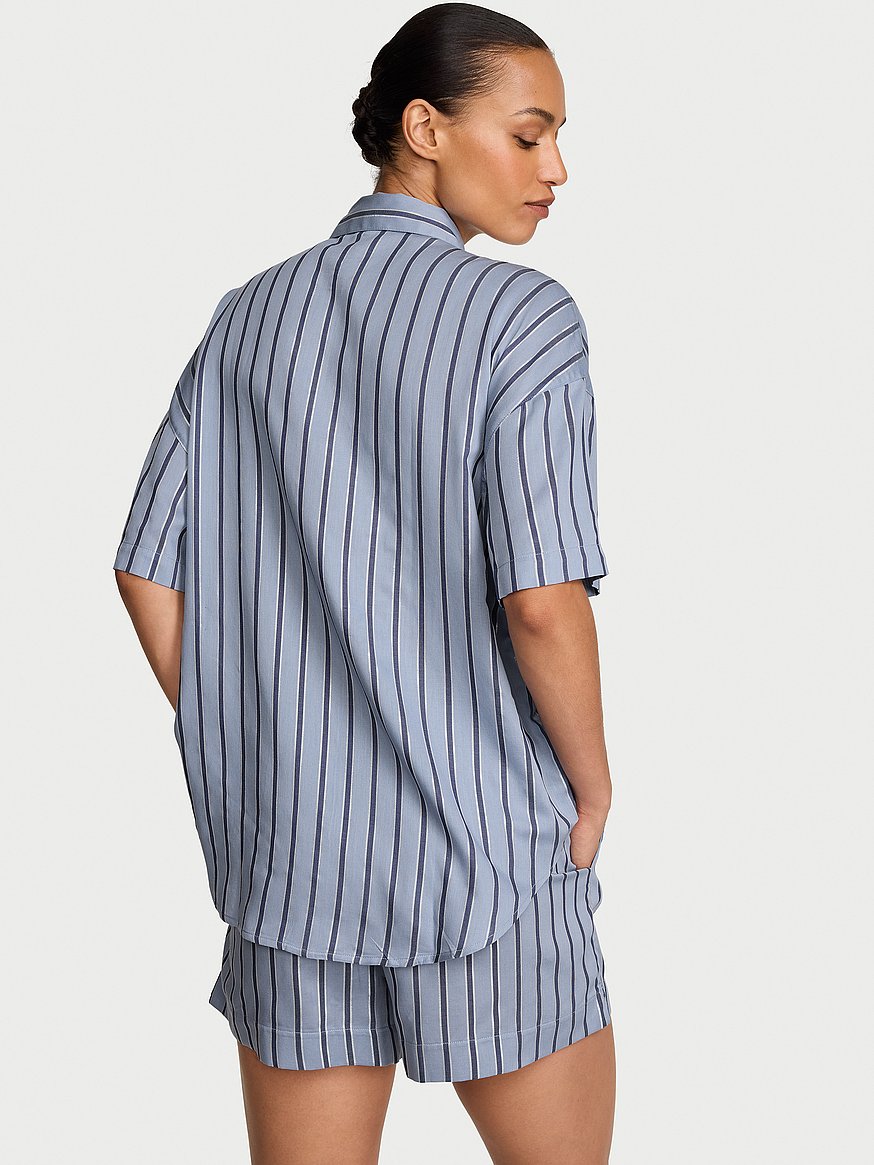 modal cotton shimmer stripe short pajama set modal cotton shimmer stripe short pajama set