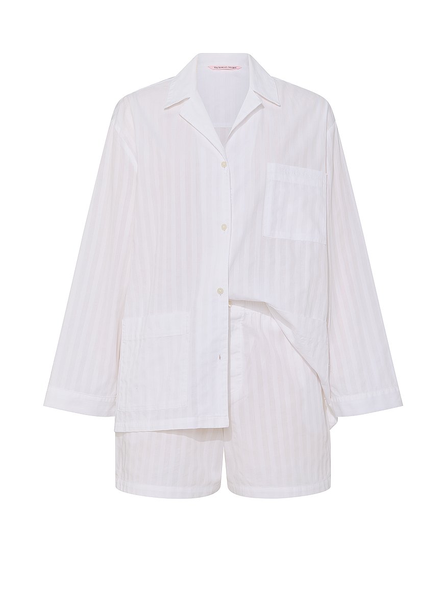 heritage cotton long sleeve short pajama set heritage cotton long sleeve short pajama set