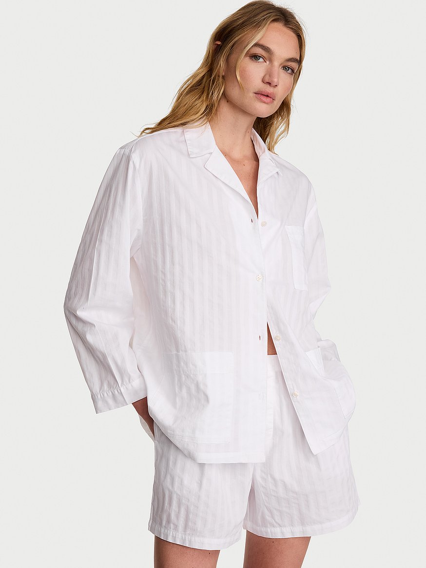 heritage cotton long sleeve short pajama set heritage cotton long sleeve short pajama set