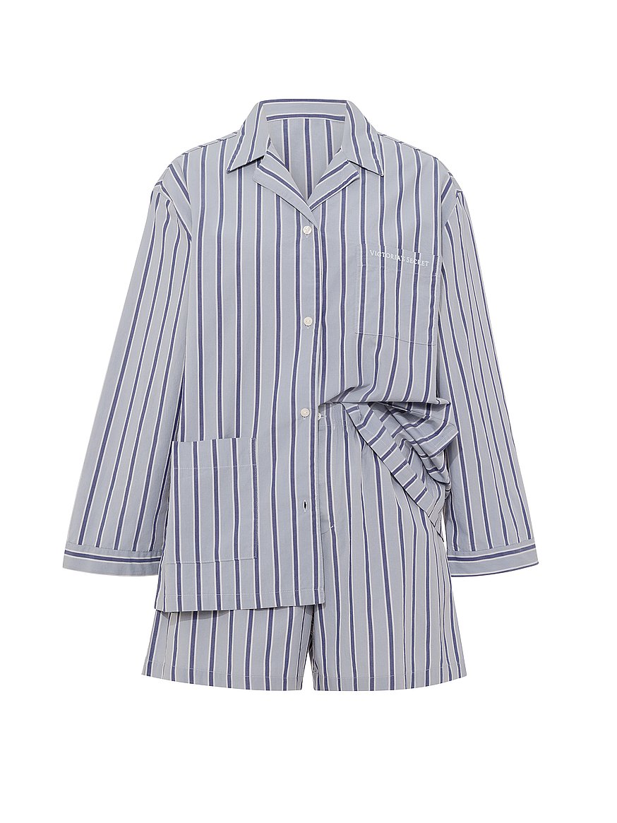 heritage cotton long sleeve short pajama set heritage cotton long sleeve short pajama set