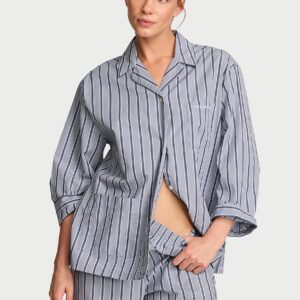 heritage cotton long sleeve short pajama set