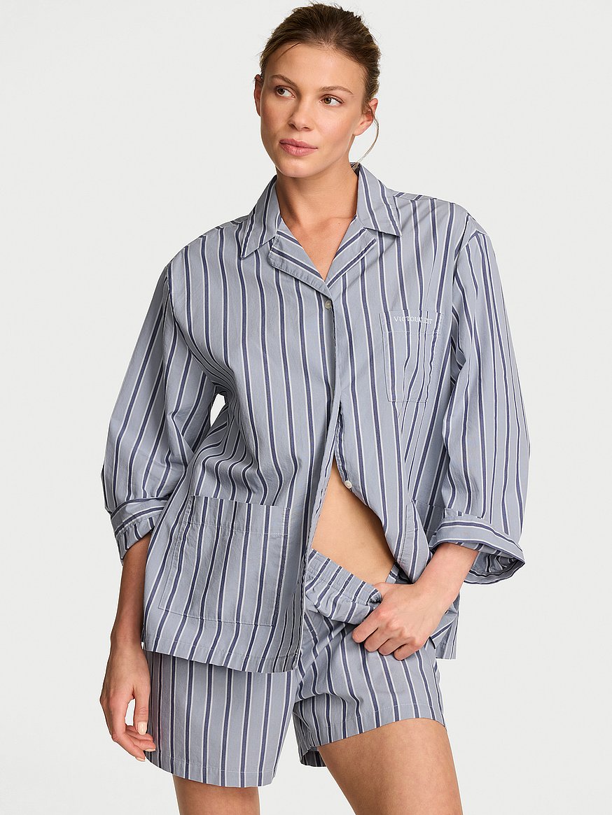 heritage cotton long sleeve short pajama set heritage cotton long sleeve short pajama set