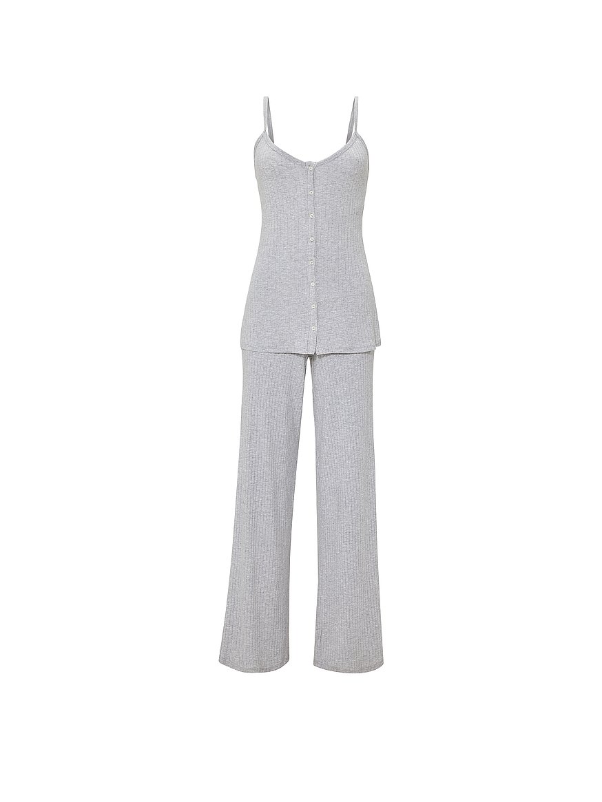 sosoft™ modal wide rib button front cami & pants set sosoft™ modal wide rib button front cami & pants set