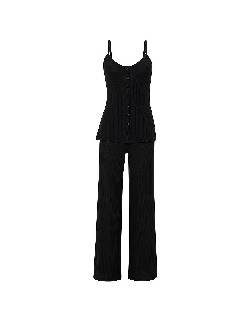 sosoft™ modal wide rib button front cami & pants set sosoft™ modal wide rib button front cami & pants set