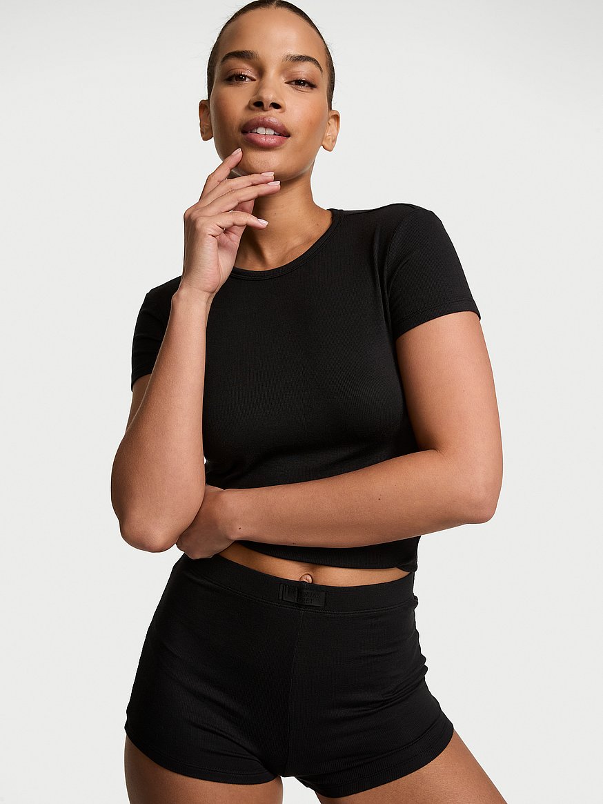 sosoft™ modal ribbed tee & shortie set sosoft™ modal ribbed tee & shortie set