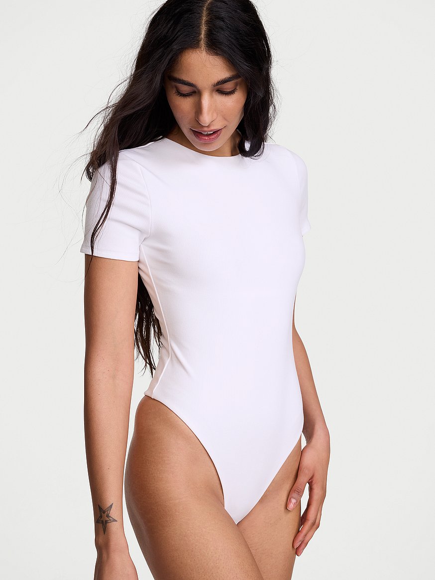 shapewear by victoria smoothing rib tee bodysuit shapewear by victoria smoothing rib tee bodysuit