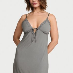 Витрина sosoft™ modal lace trim tie front slip dress
