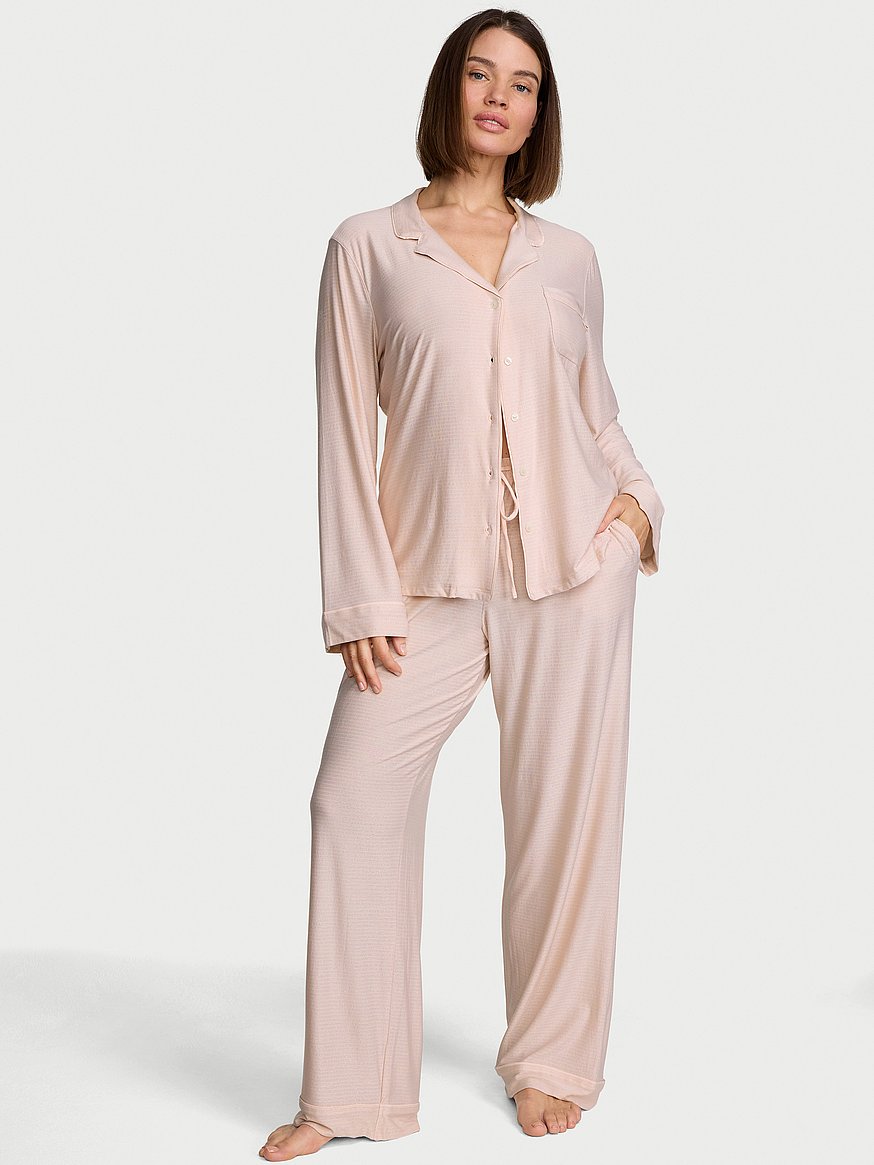 sosoft modal™ ribbed long pajama set sosoft modal™ ribbed long pajama set