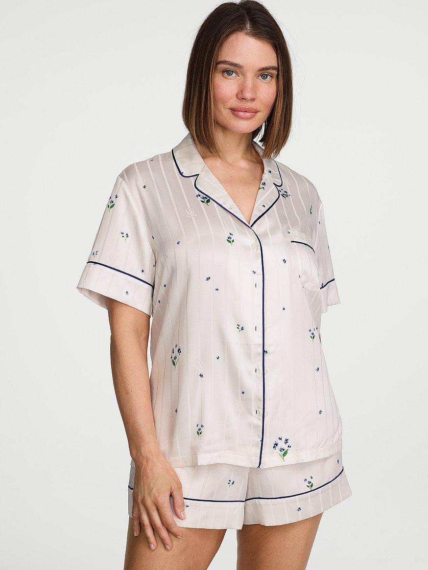 signature satin short pajama set signature satin short pajama set