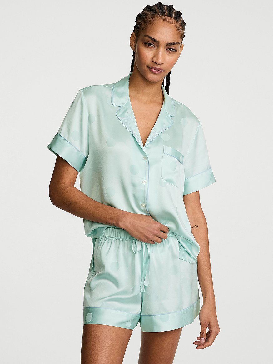 signature satin short pajama set signature satin short pajama set