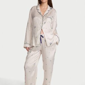 signature satin long pajama set