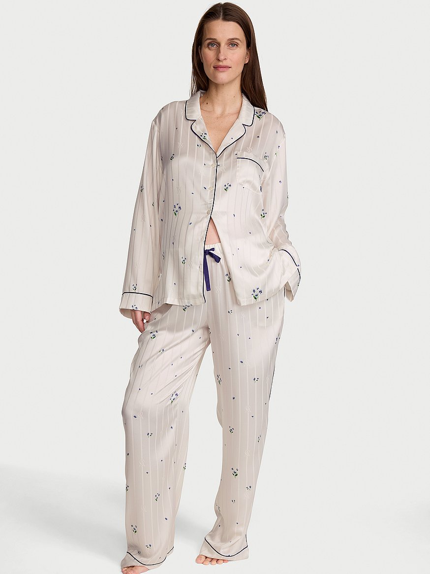 signature satin long pajama set signature satin long pajama set