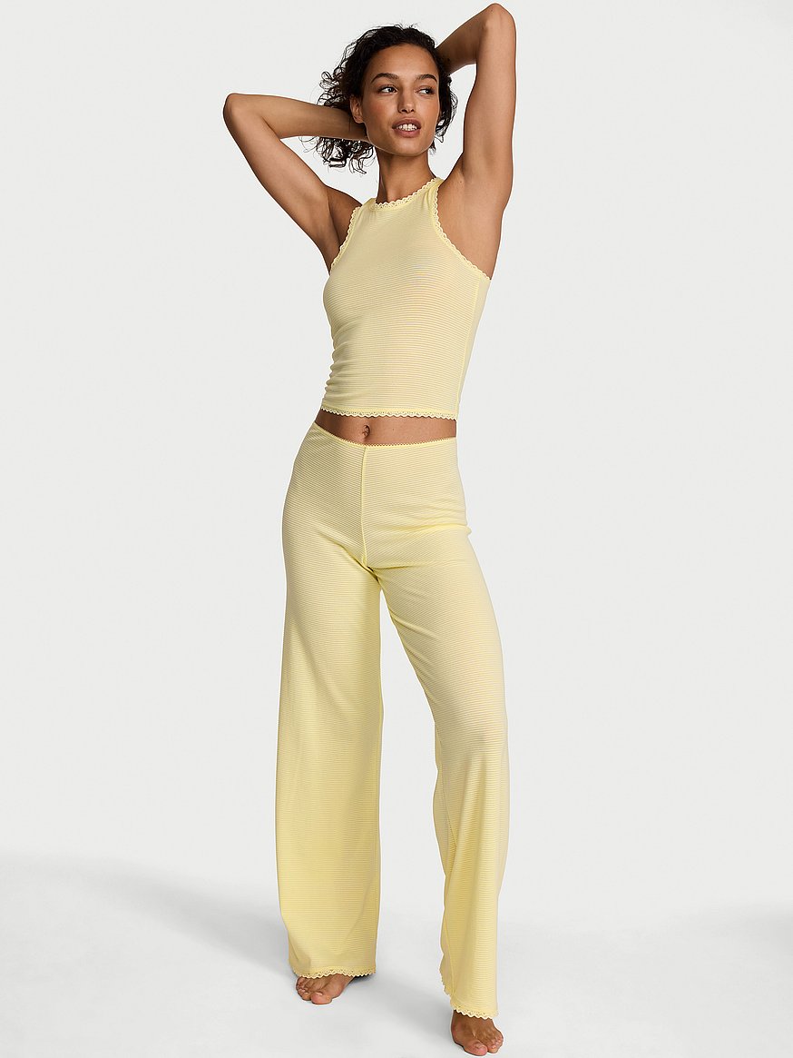 cotton shadow stripe tank & pants set cotton shadow stripe tank & pants set