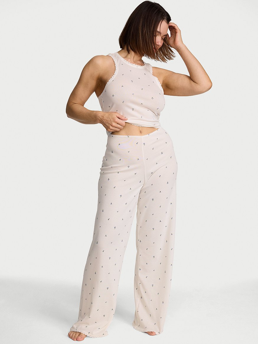 cotton shadow stripe tank & pants set cotton shadow stripe tank & pants set