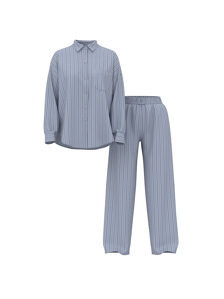 modal cotton shimmer stripe long pajama set modal cotton shimmer stripe long pajama set