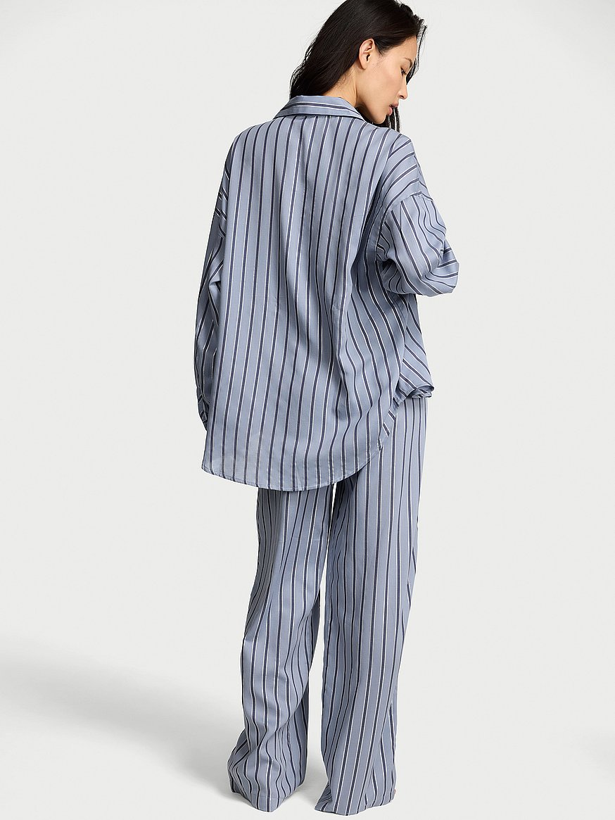 modal cotton shimmer stripe long pajama set modal cotton shimmer stripe long pajama set