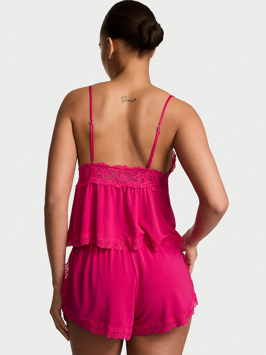 sosoft™ modal lace trim cami & shorts set sosoft™ modal lace trim cami & shorts set
