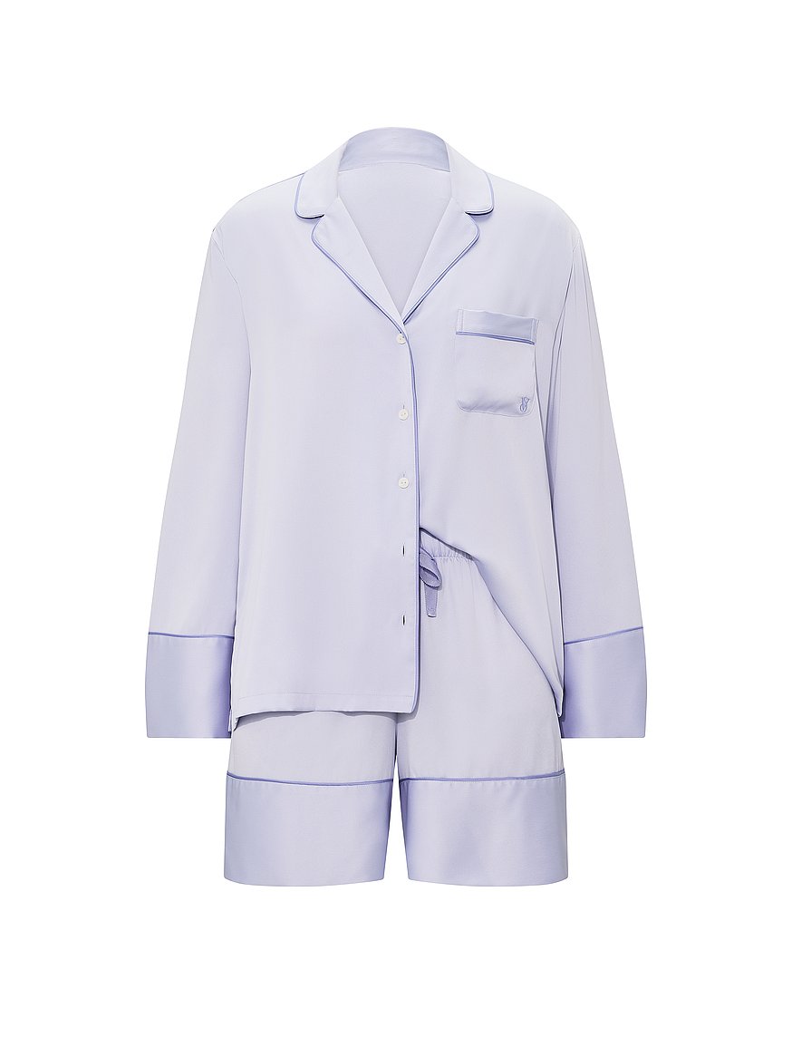 signature satin long sleeve short pajama set signature satin long sleeve short pajama set