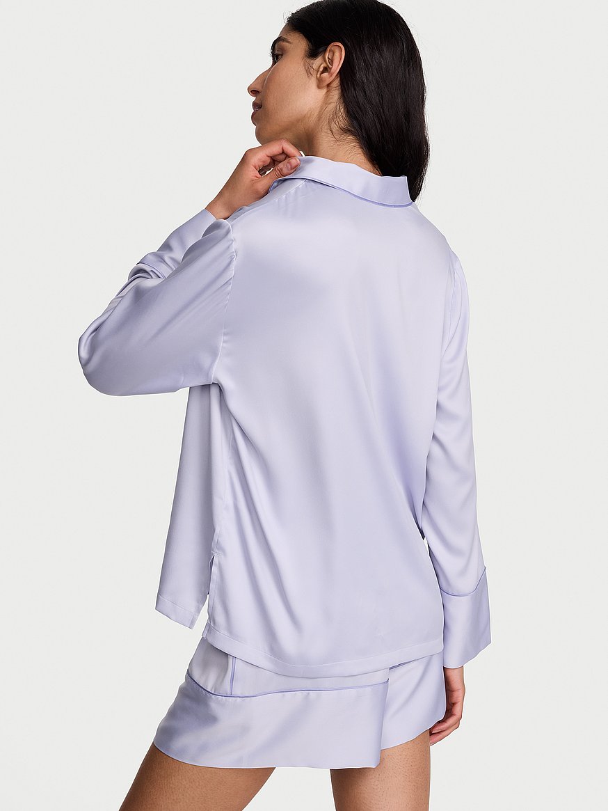 signature satin long sleeve short pajama set signature satin long sleeve short pajama set