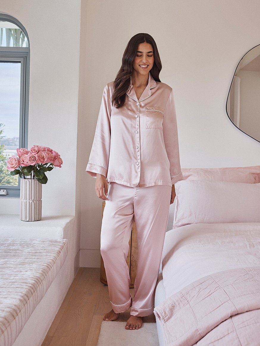 sylvie silk piped full length pj sylvie silk piped full length pj