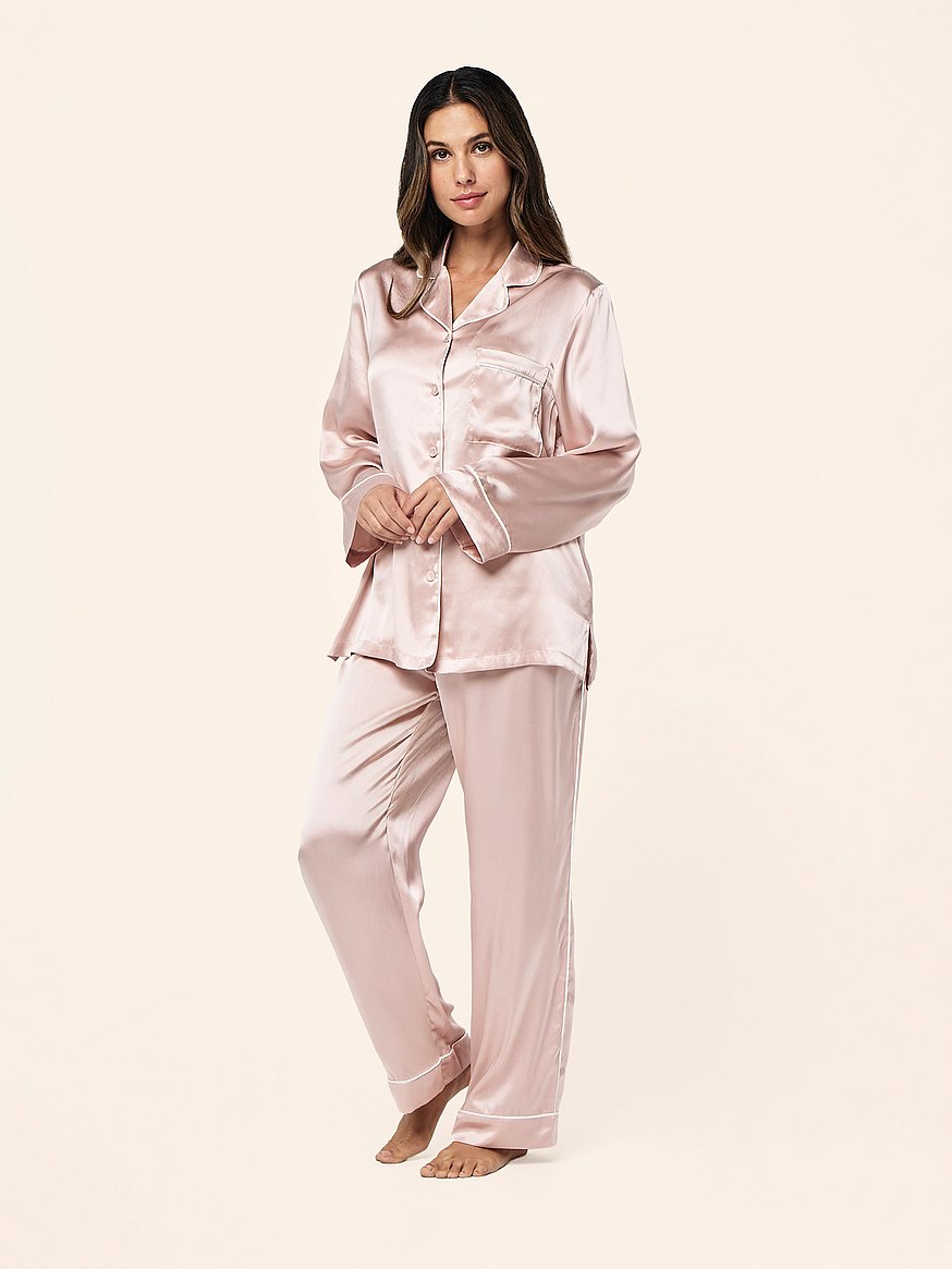 sylvie silk piped full length pj sylvie silk piped full length pj