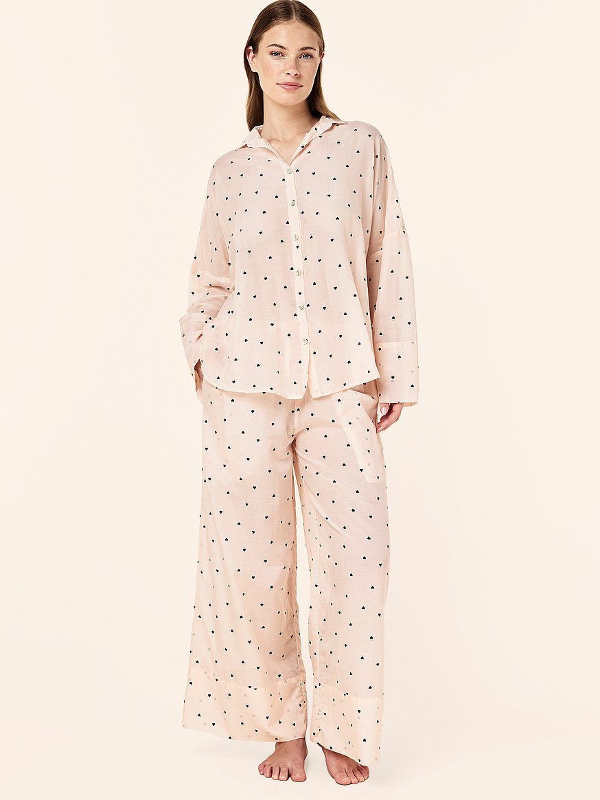 hearts full length cotton pj set hearts full length cotton pj set