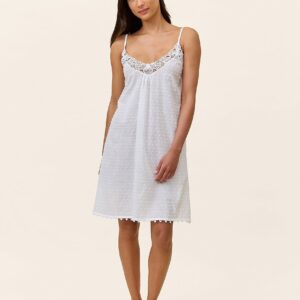Home swiss dot lace front midi nightie