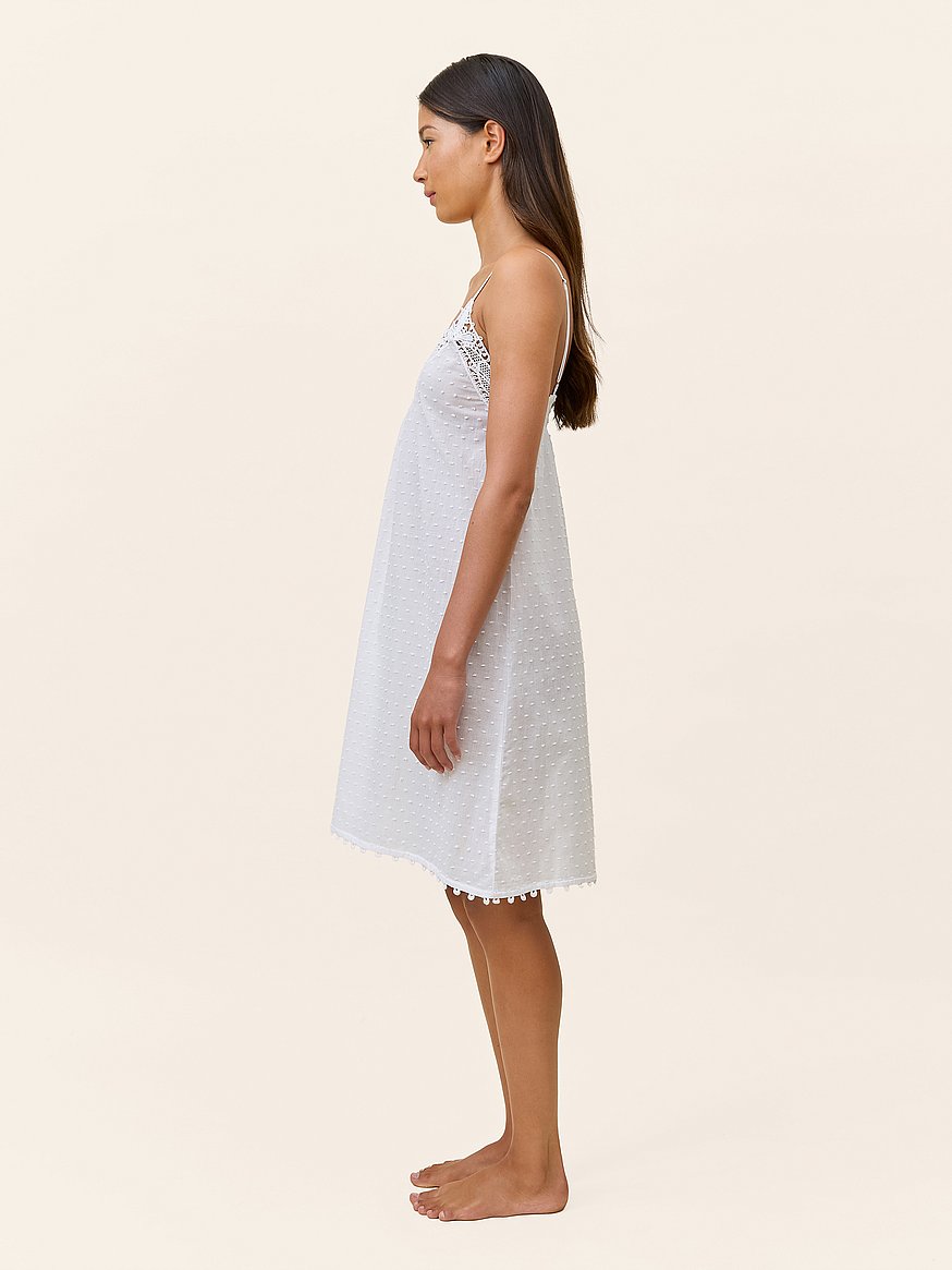 swiss dot lace front midi nightie swiss dot lace front midi nightie