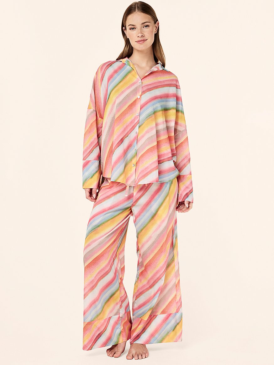 sophie stripe full length cotton pj set sophie stripe full length cotton pj set